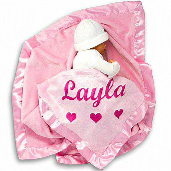 Custom Catch Baby Blanket for Girls-Pink-Newborn or Infant Gift with Name‎ Print